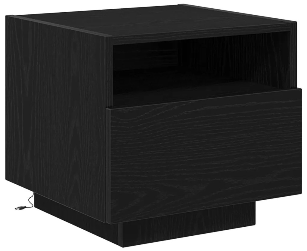 Éjjeli szekrények LED világítással 2 db Fekete tölgy 40x39x37 cm