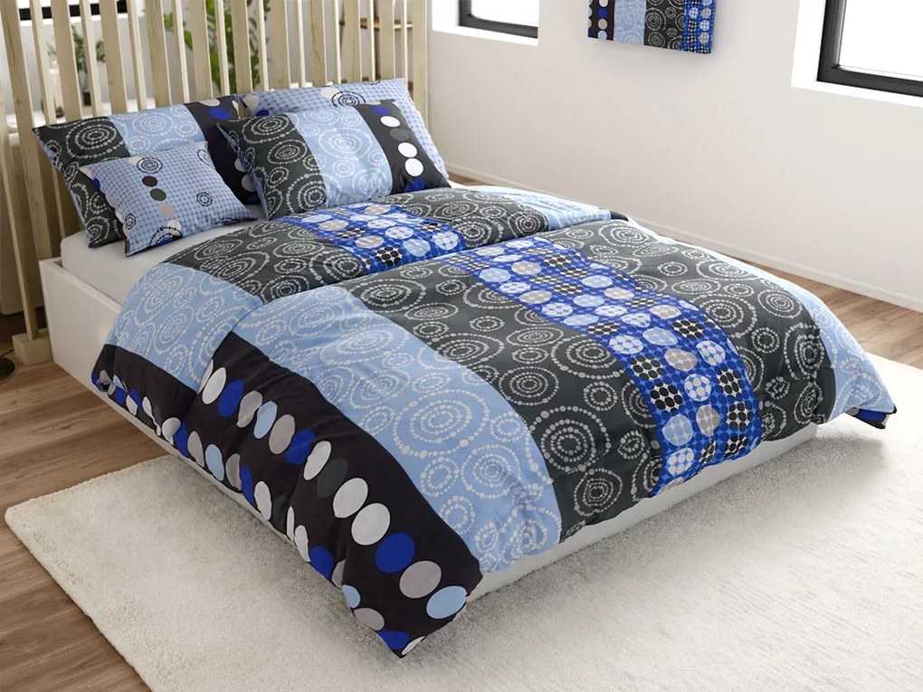 Pamut ágyneműhuzat CIRCLES BLUE, kék Ágyneműhuzat mérete: 70 x 90 cm | 140 x 200 cm