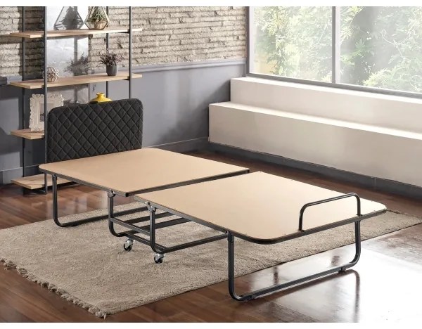 Összecsukható fém egyszemélyes ágy matraccal HERON 90x204 cm fehér