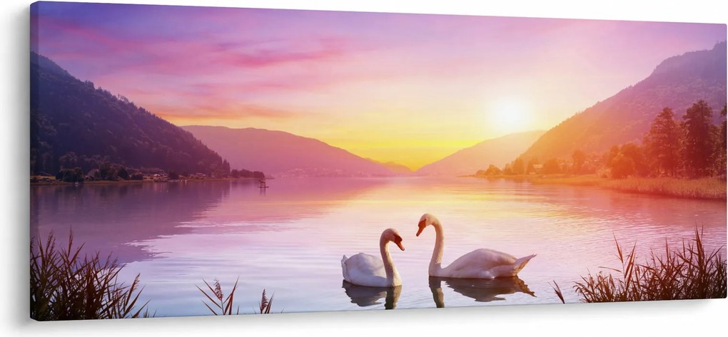 Szerelmes hattyúk képe (120x50 cm)