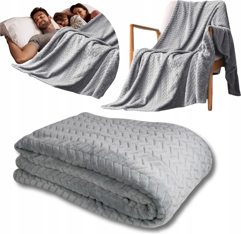 Polár takaró 160x200 Szürke Ágytakaró Pléd Ágyhoz Kanapé Puha