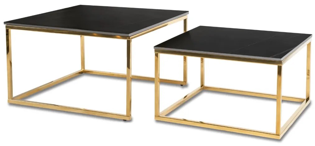 Zestaw Stolików Ceramicznych TENOR Czarny márvány/ Złoty