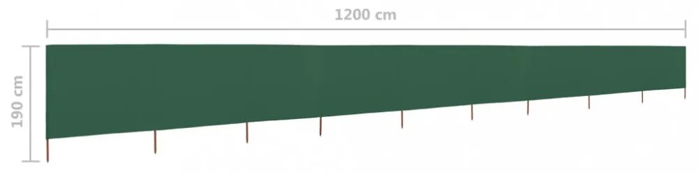 zöld 9-paneles szövet szélfogó 1200 x 160 cm