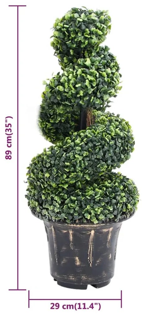 zöld spirálalakú cserepes műpuszpáng 89 cm