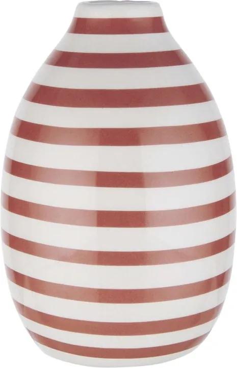 CARO váza, fehér-vörös csíkos Ø 9cm