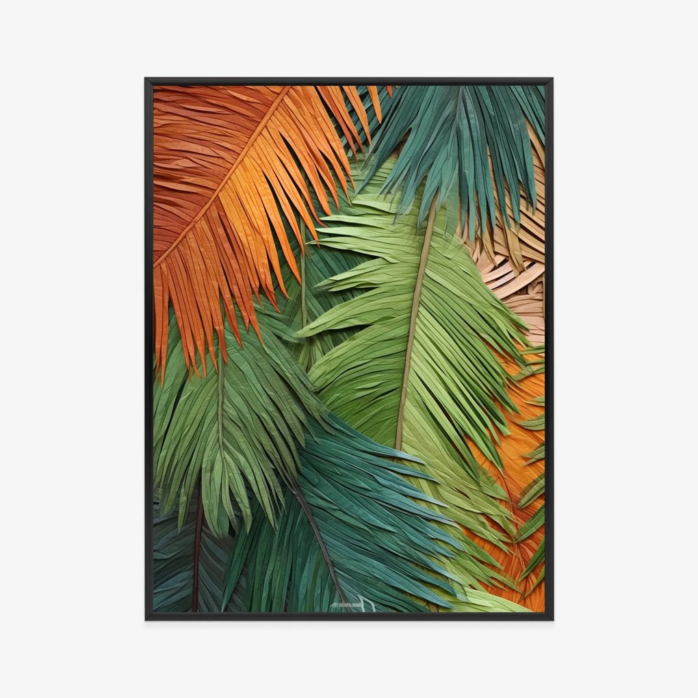 Színes pálmalevelek poszter - 50x70 cm, Fekete
