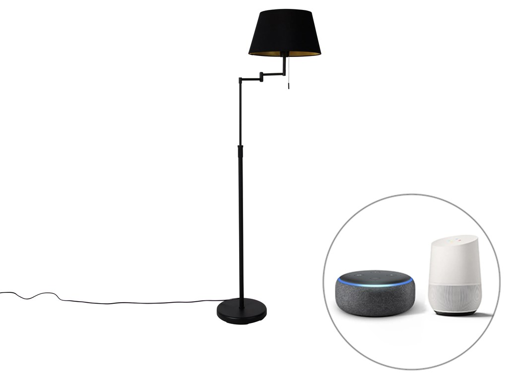 Okos állólámpa fekete fekete árnyékolóval, beleértve a Wifi A60-at - Ladas Deluxe