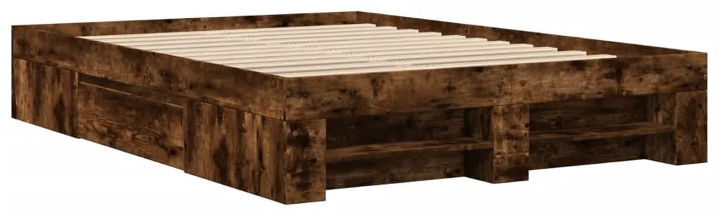 füstös tölgy színű szerelt fa ágykeret matrac nélkül 120x200 cm
