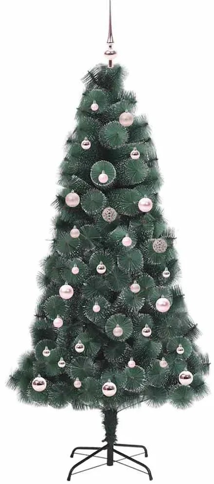 Műfenyő, elővilágítva, díszlabda szettel Zöld 150 cm PET