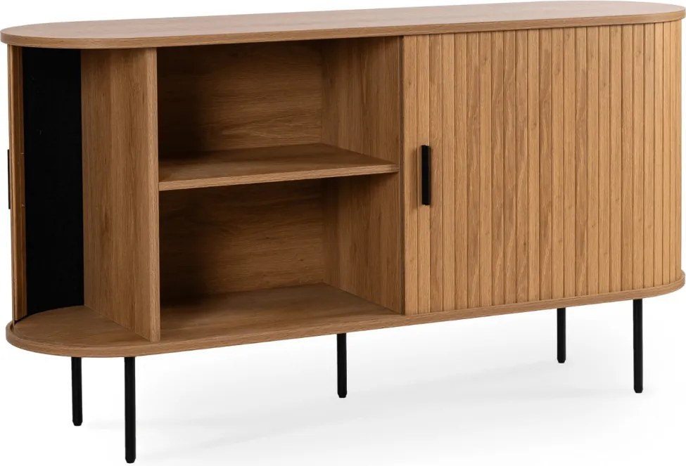 TRISH komód 140 cm, kétszárnyú tolóajtós, tölgy