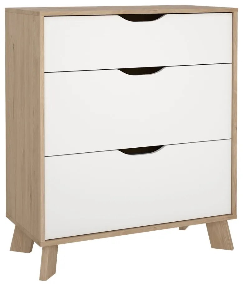 Fehér-natúr színű komód tölgyfa dekorral 79x92x40 cm Ikast – Tvilum