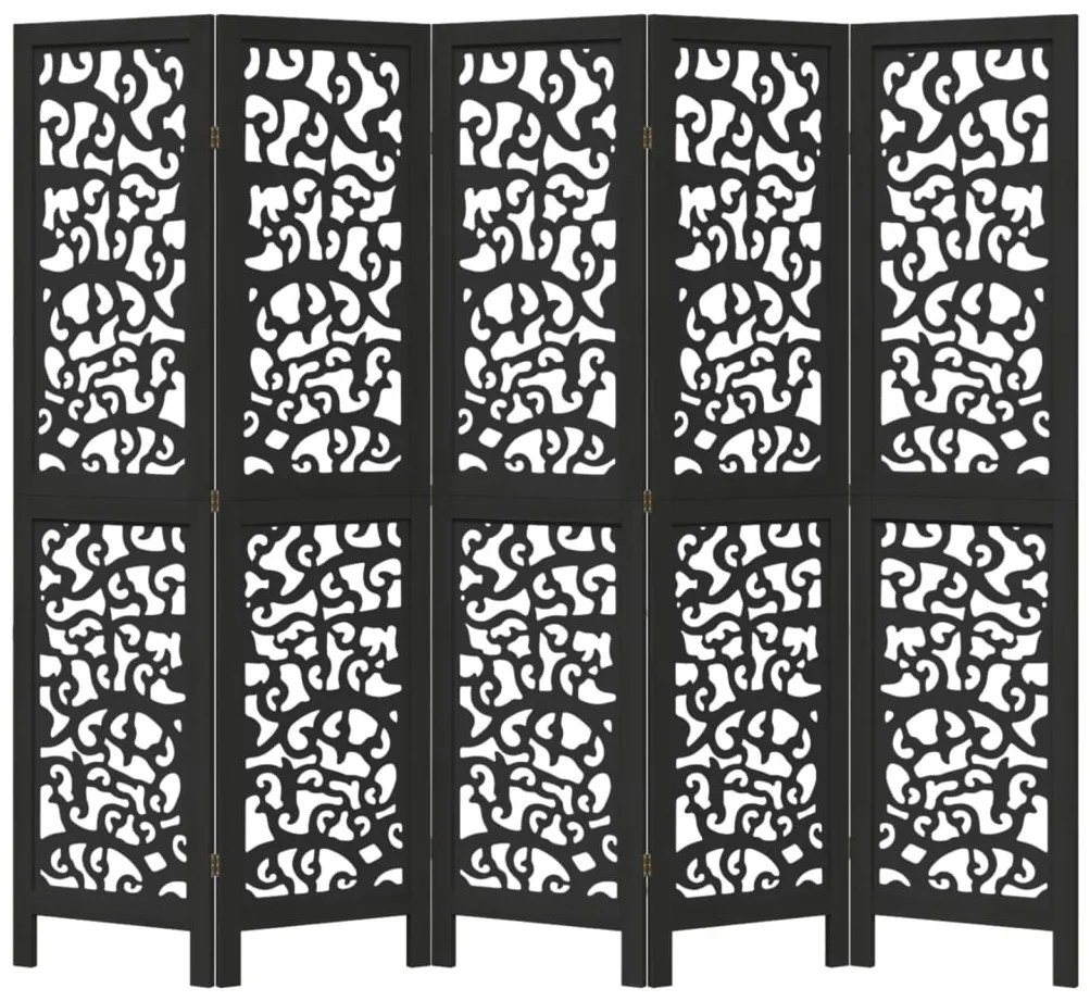 5 paneles fekete tömör császárfa térelválasztó