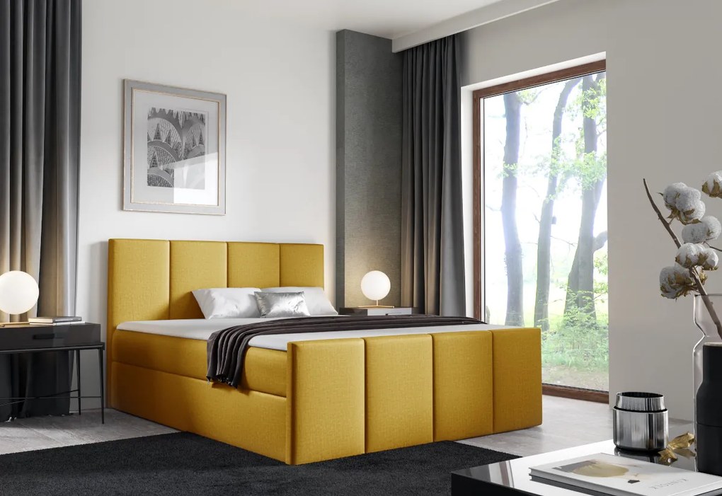 LAROS kárpitozott boxspring ágy + topper, 120x200, madryt 920