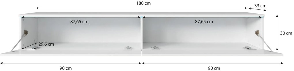 CERIEE 180 TV-asztal - wotan tölgy / fényes fehér