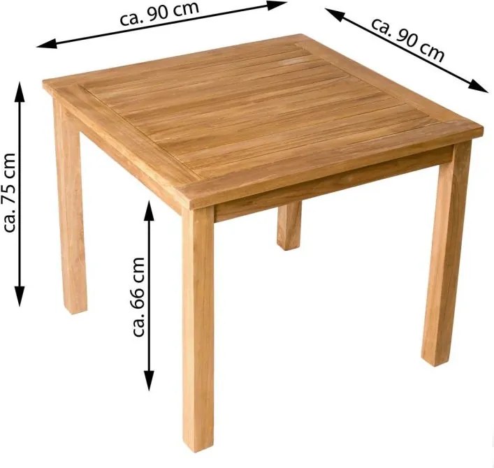 DIVERO Kerti fa asztal  90 x 90 x 75 cm