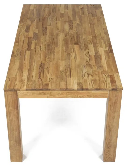 Étkezőasztal 180x90x75, tömör fehér tölgy, olajos felületkezelés, 10x10 cm-es lábak