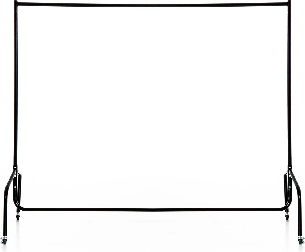 HOMCOM Ruhafogató Kerekekkel, Masszív Ruhasín, Kabátállvány, 140 Kg Teherbírás, 180 x 60 x 170 cm, Fekete Acél | Aosom