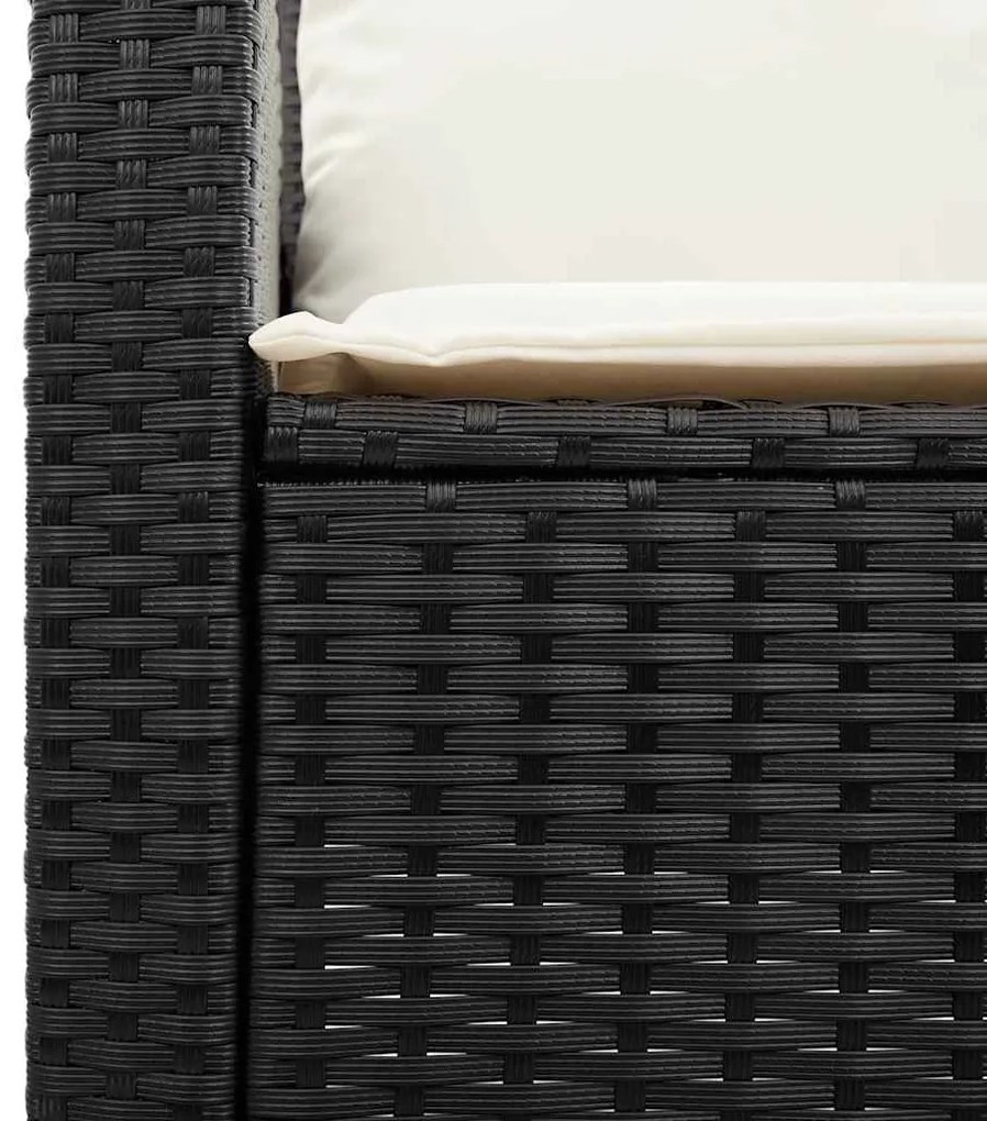 2 személyes fekete polyrattan kerti kanapé asztallal&amp;párnával