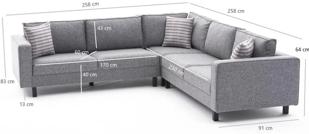 Sarokkanapé Kale Linen - Szürke