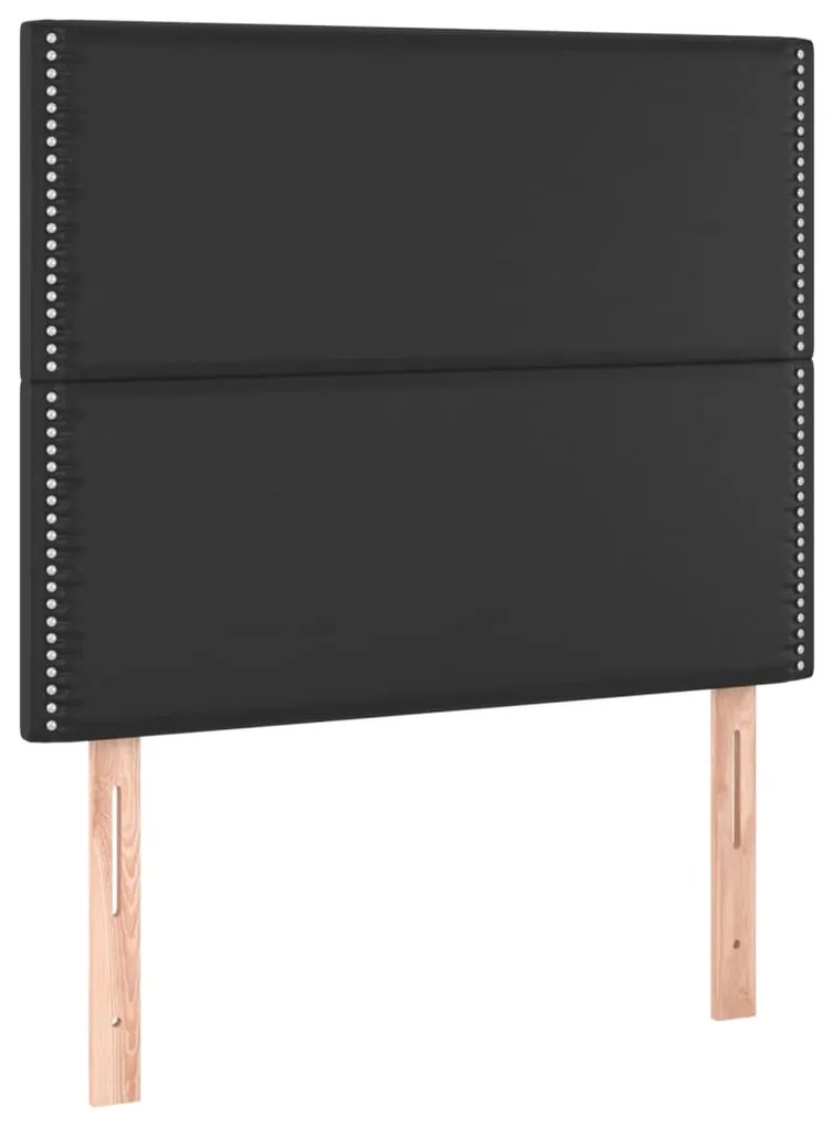 fekete műbőr rugós ágy matraccal 120 x 200 cm