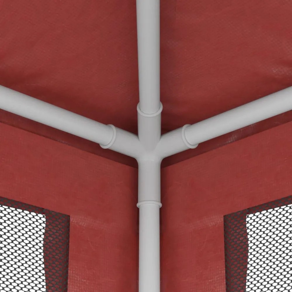 piros HDPE rendezvénysátor 4 hálós oldalfallal 3x3 m