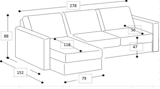 Paris világosszürke sarokkanapé, bal oldali - Scandic