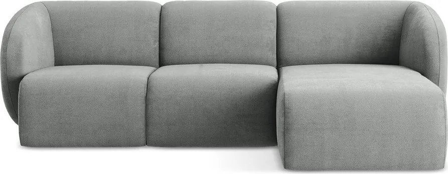 Szürke zsenília sarokkanapé (jobb oldali-heverő résszel) Lani – Makamii