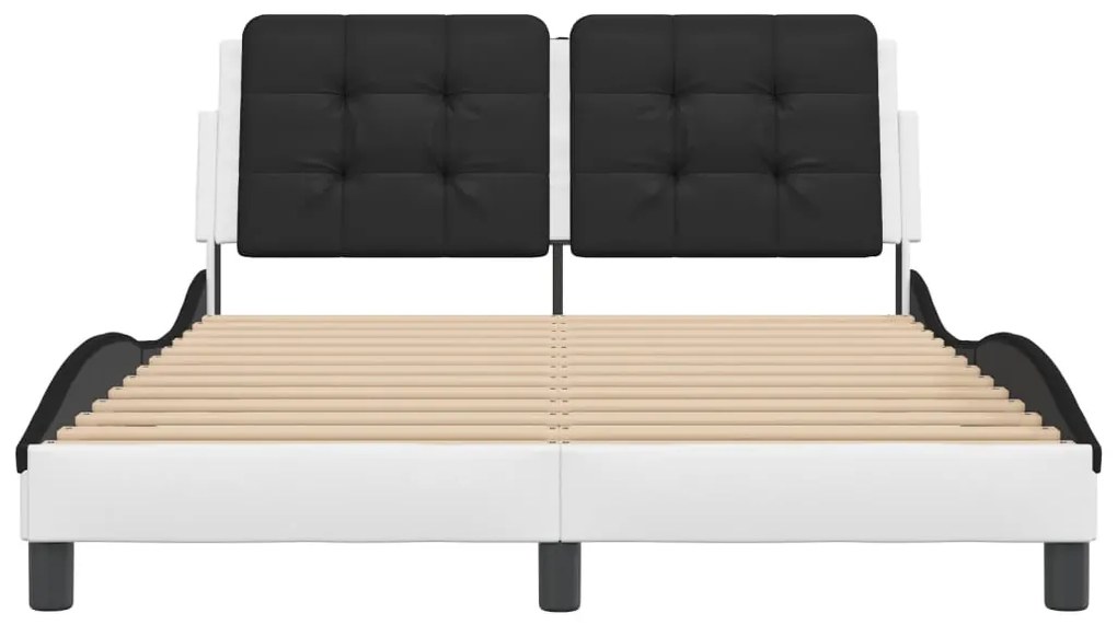 fehér és fekete műbőr ágykeret matrac nélkül Zadar 140 x 200 cm