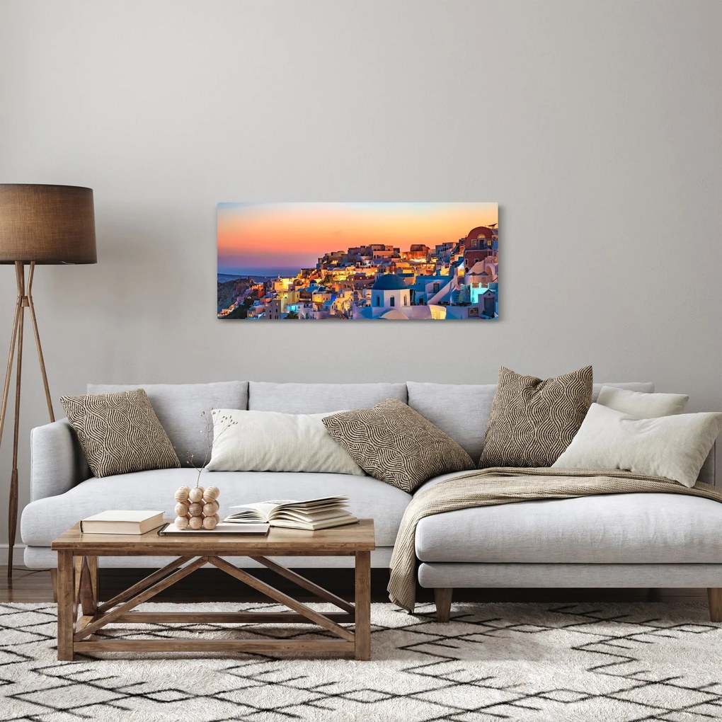 Kép - Santorini alkonyatkor (120x50 cm)