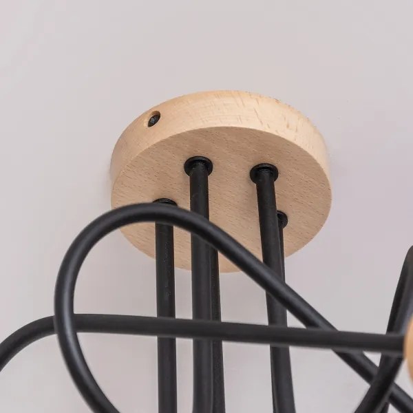 Felületre szerelhető csillár OXFORD 5xE27/15W/230V fenyő/fekete