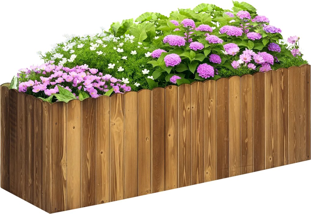 Outsunny Magasított Kertészeti Ágyás Növényládával Fűszernövények és Virágok Számára, Fenyőfa 120 x 40 x 40 cm | Aosom