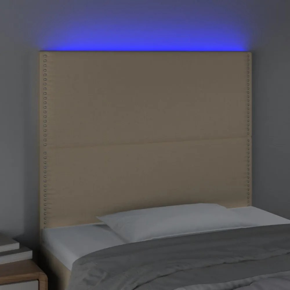 krémszínű szövet LED-es fejtámla 90x5x118/128 cm