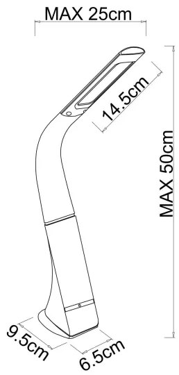 Globo 58337B - SOPHIE asztali LED-lámpa, érintéses fényerőszabályzóval, tölthető, LED/5W/5V, 2200 mAh