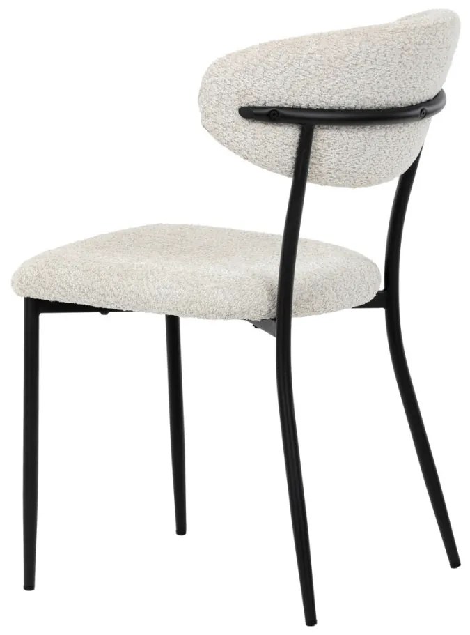 Scaun de sufragerie, material crem, picioare metalice negre