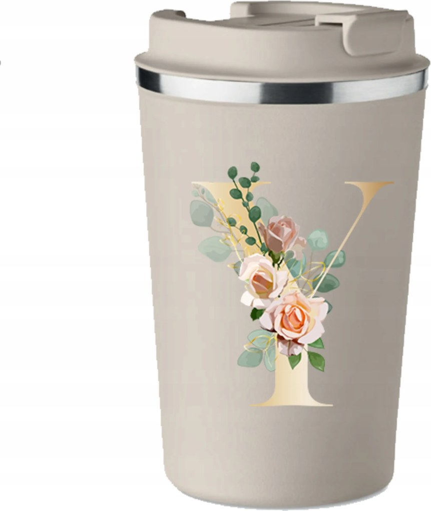 Prémium thermo bögre bézs Y Betűvel Yurji monogram KT_129_b