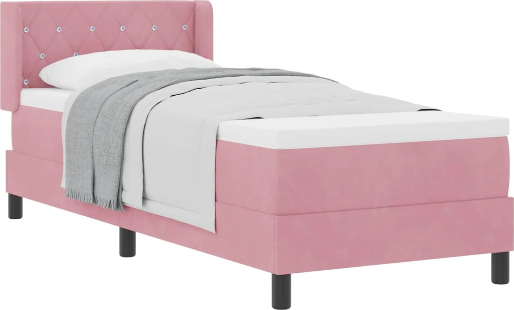 vidaXL Boxrugós ágy matracmal Rózsaszín 200 x 80 cm Poliészter