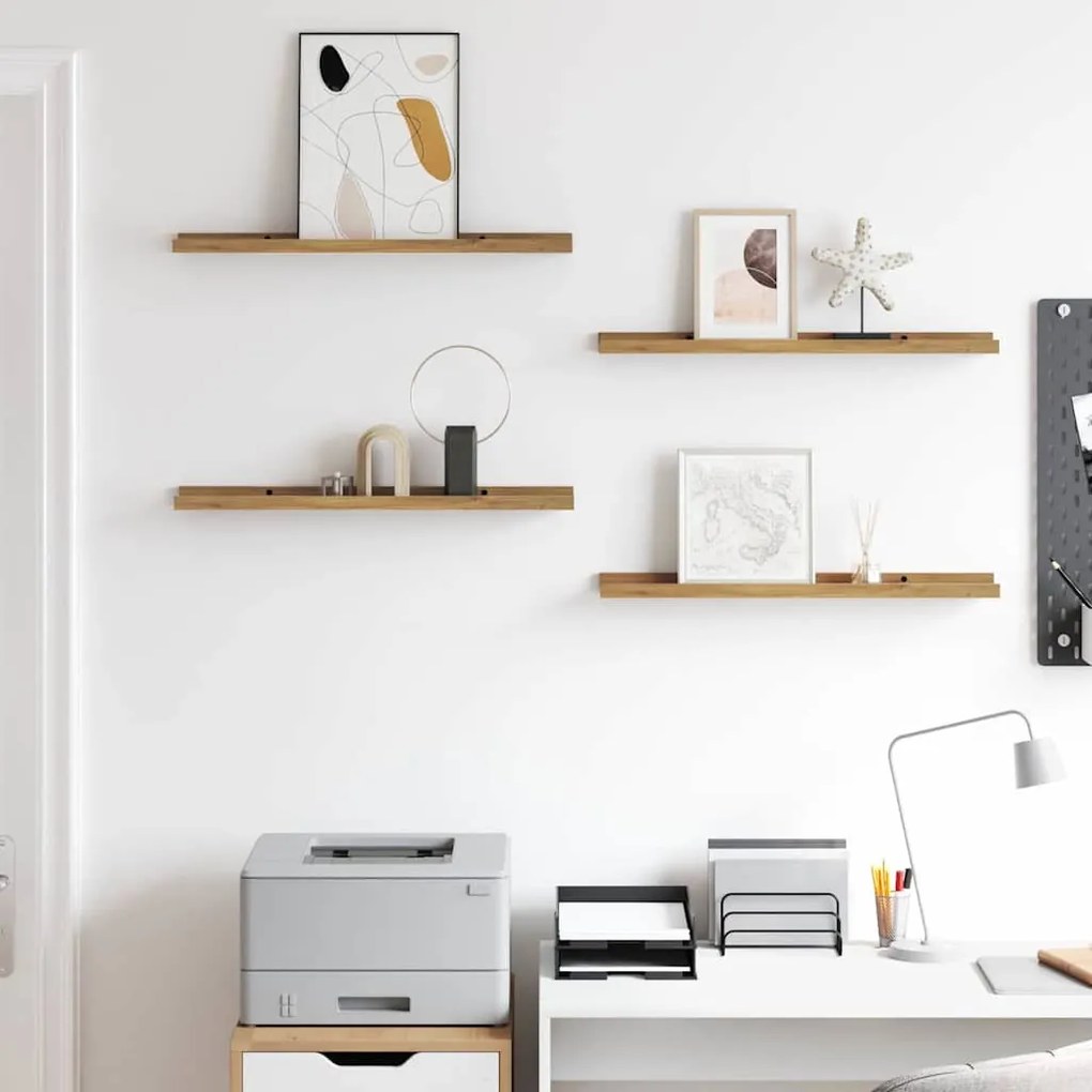 vidaXL Falpolc polcokkal tárolóval 4 pcs Barna 60 x 9 x 3 cm Faanyag