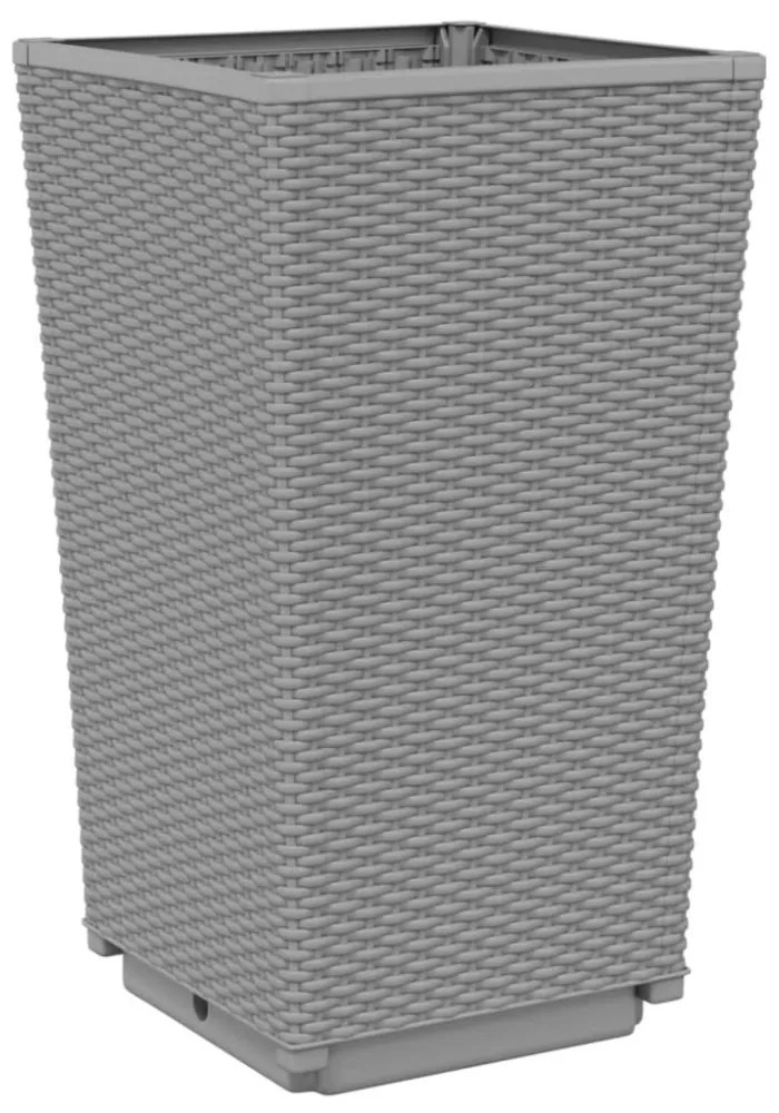 2 db világosszürke polipropilén kerti virágláda 32,5x32,5x57 cm