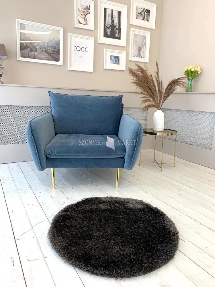 Puffy shaggy kerek szőnyeg Sötétszürke (Dark grey) 160x160