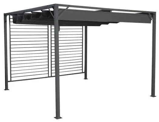 Prémium pergola szürke acél vázzal és poliészter tetővel 300x300x230 cm