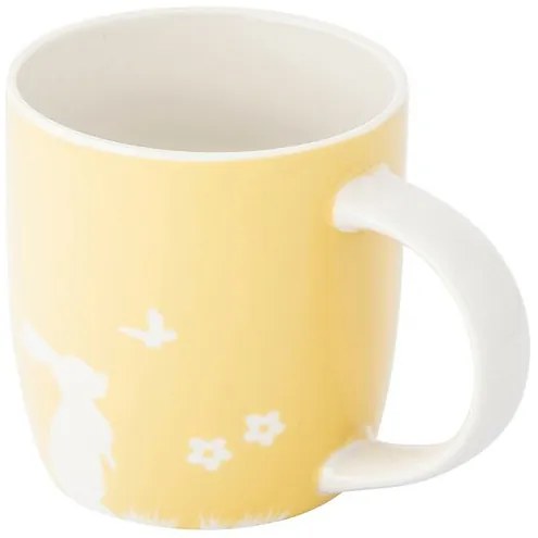 Altom Porcelánový hrnek Zajíc s motýlem, 360 ml,žlutá
