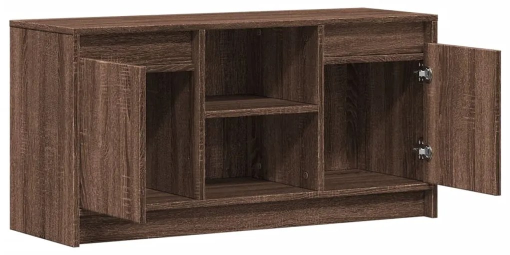barna tölgy színű szerelt fa LED-es TV-szekrény 100x34x50 cm
