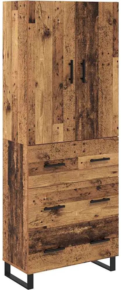 vidaXL Magasfiú 2 pcs Öreg fa 69,5 x 34 x 180 cm Műanyag Fa és Üveg