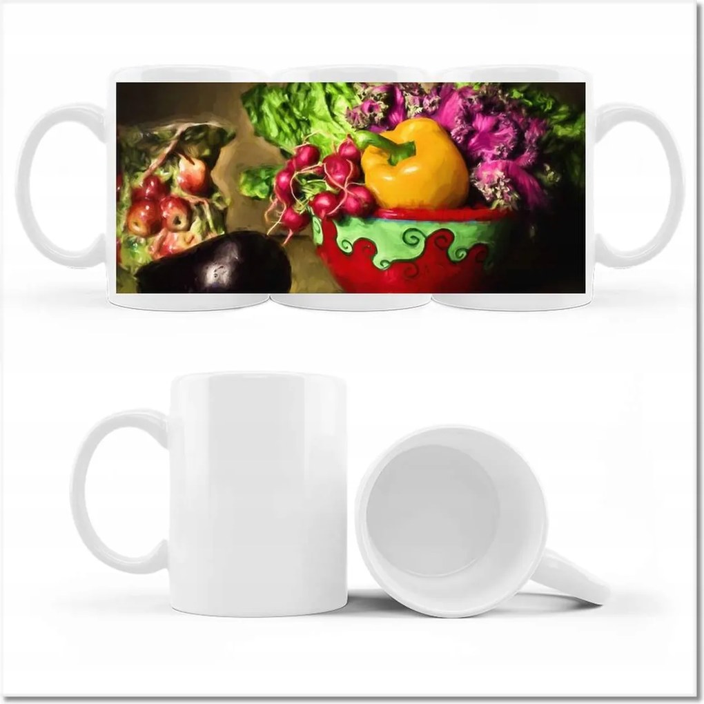 Zöldség mintás bögre salátához