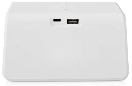 Nedis WCACQ30WT - Ébresztőóra LCD-vel és 15W/5V vezeték nélküli töltővel, fehér