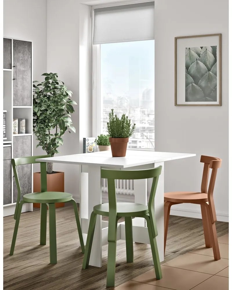 Bővíthető étkezőasztal fehér asztallappal 76x28 cm Papillon – TemaHome