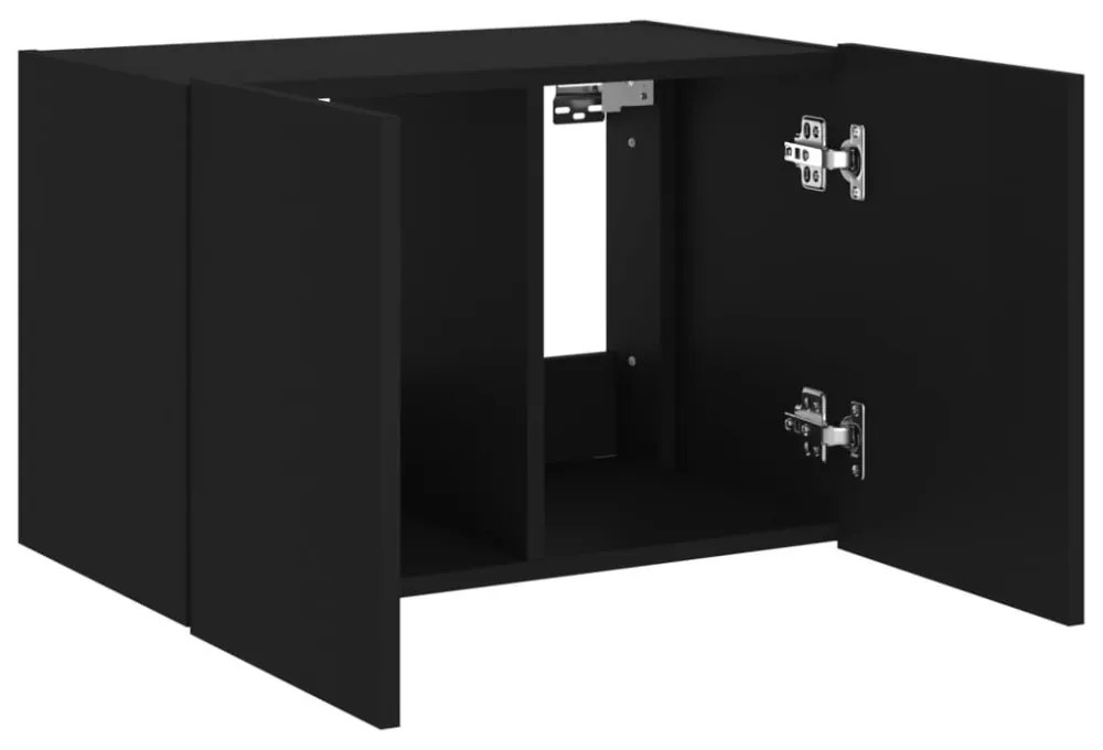 fekete fali TV-szekrény LED-világítással 60x35x41 cm