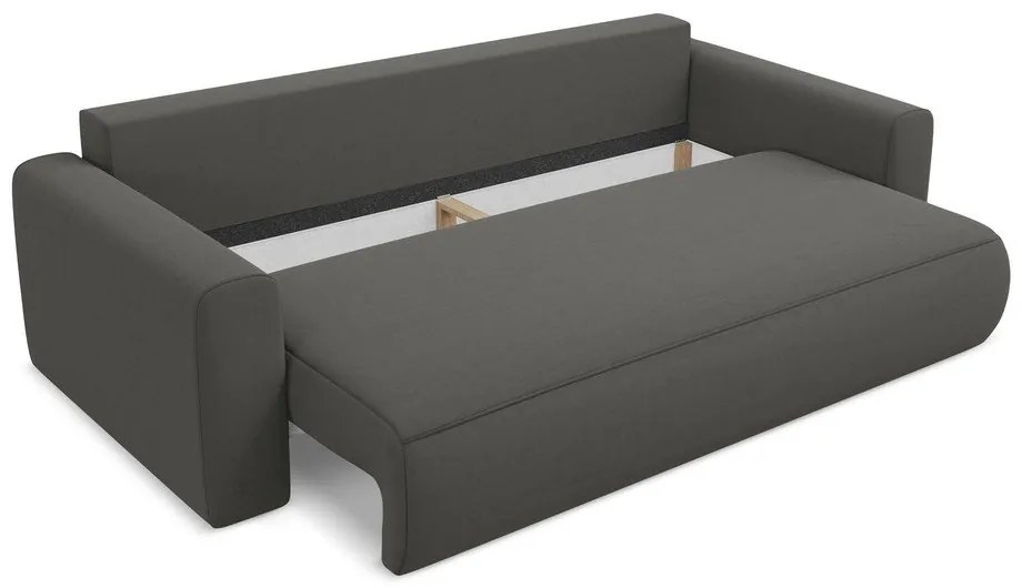 Sötétszürke bársony kinyitható-tárolóhelyes kanapé 238 cm Kapua – Makamii
