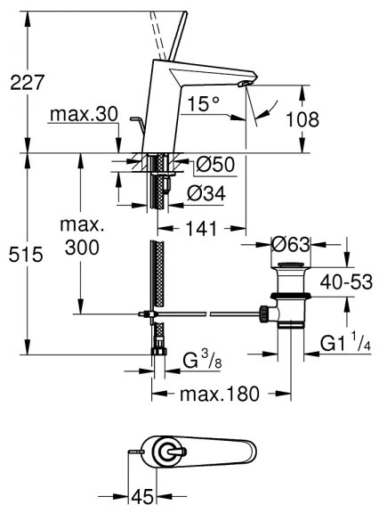 GROHE 23427000 - EURODISC JOY mosdócsaptelep, DN 15, M méret, fényes króm