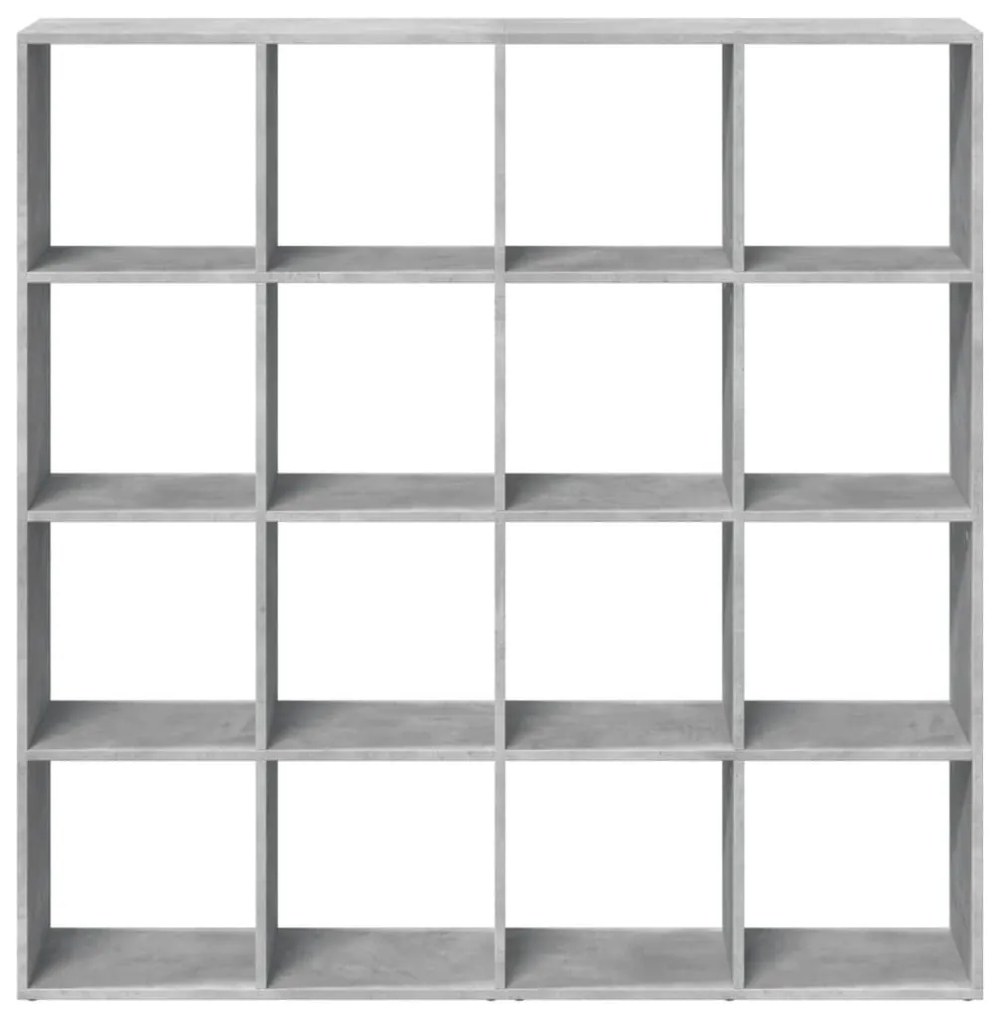 betonszürke szerelt fa könyvszekrény 137,5 x 29 x 137,5 cm